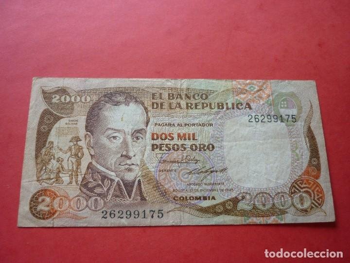 Billete De Colombia 2.000 Pesos Oro De 1985 